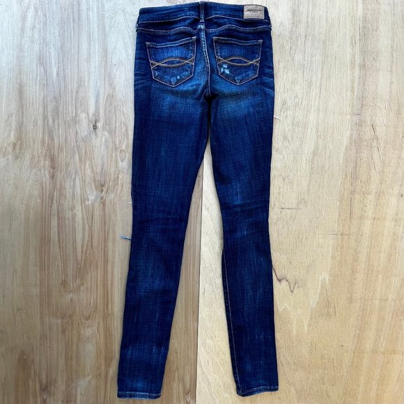 ABERCROMBIE & FITCH SKINNY LOW RISE Women’s Embellished Jeans sz W24 / 00 - Picture 6 of 13